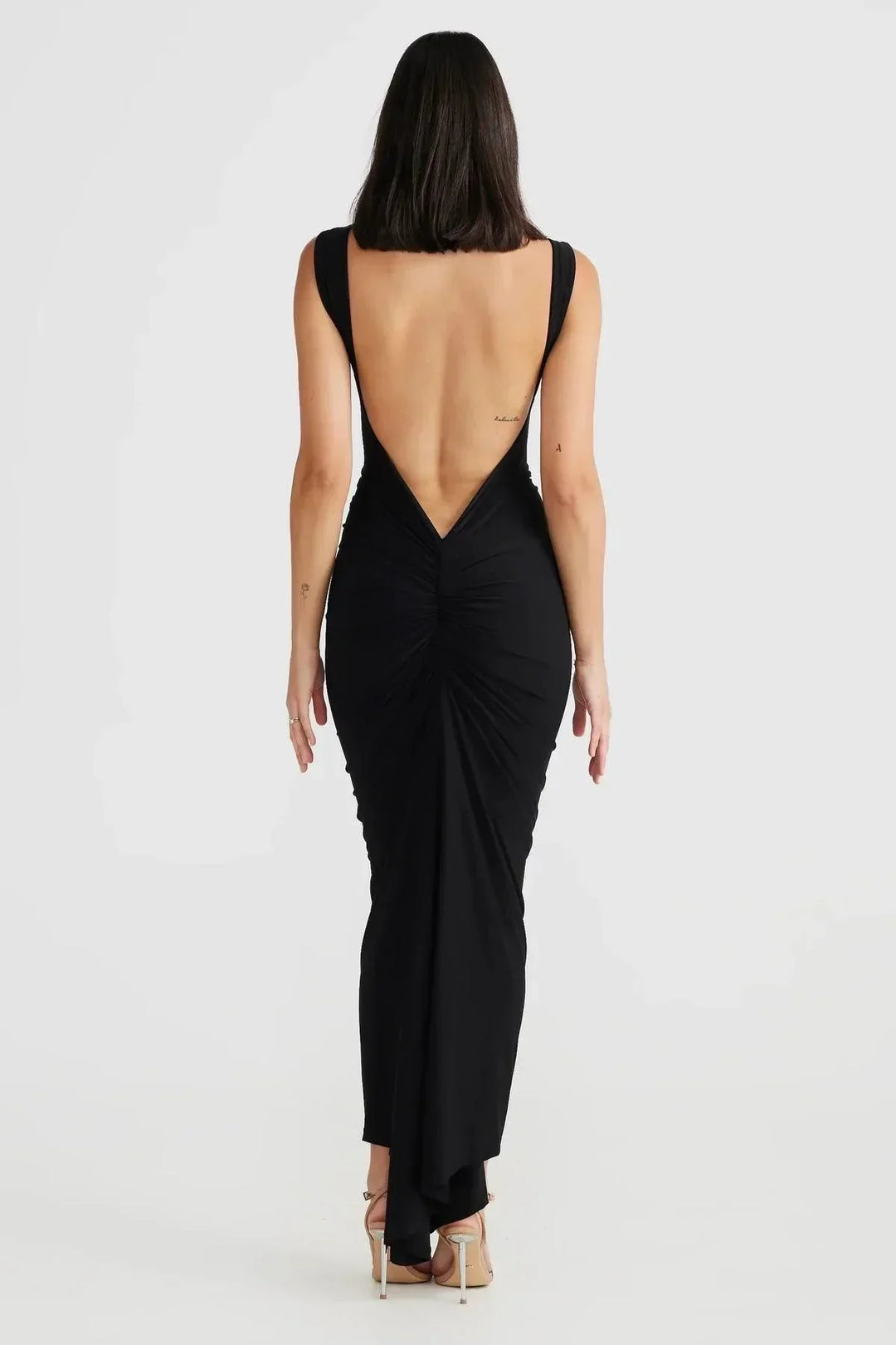 Luroux  | Backless Lang Geplooide Jurk