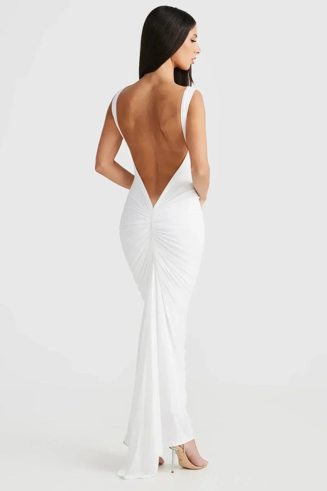 Luroux  | Backless Lang Geplooide Jurk